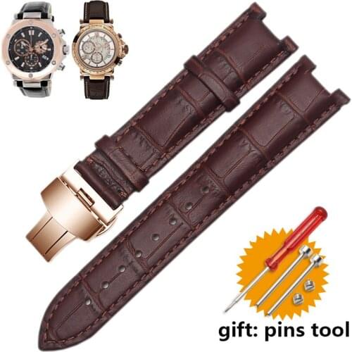 Genuine Leather Watchband For GC Wristband 22*13mm 20*11mm Notched Strap Withstainless Steel Butterfly Buckle
