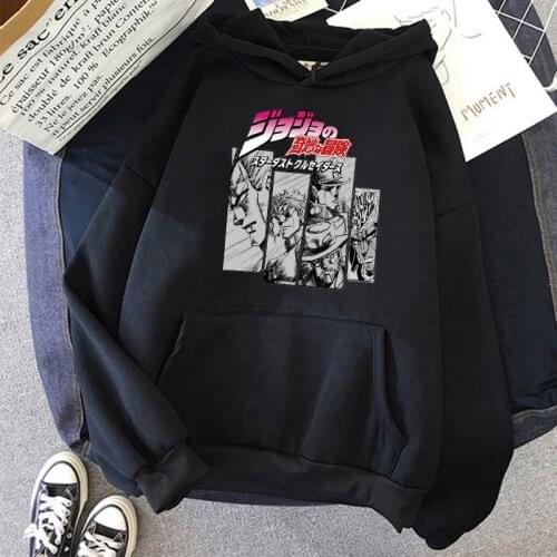 Unisex JOJOs Bizarre Adventure Japanese Anime Hoodie Men/women JOJO Funny Cartoon Sweatshirt Harajuku Manga Hip Hop 90s Hoody
