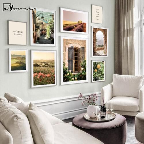 Morning Countryside Nordic Canvas Painting Sunrise Nature Landscape Mindfulness Poster Canvas Print Wall Art Decoration Picture