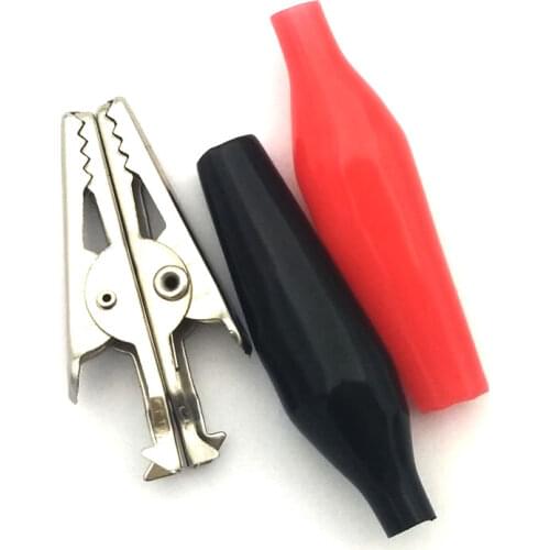 20PCS/Lot 28MM Crocodile Clips Electrical Clamp Alligator Clip Probe Metal For Testing Meter Black And Red With Plastic Boot