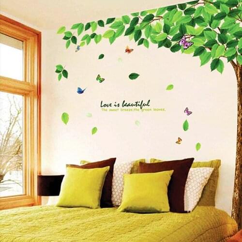 Green big tree wall stickers PVC Material DIY Wall Decals For Living room bedroom TV background wall Home Decoration wallpaper