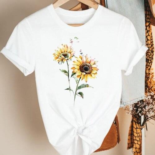 Women Clothes Lovely Floral Flower Cute 90s Cartoon Summer Short Sleeve Print Fashion Tshirt Female Tee Top Graphic T-shirt