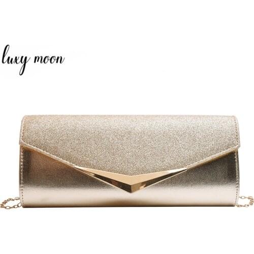 Women Envelope Bag Gold Clutch Leather Hand Bag Luxury Sequin Wedding Purse Ladies Shoulder Bags Party Evening Bag ZD1464