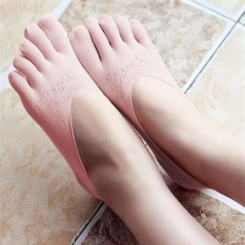 2021 Summer Womens New Cotton Ship Socks Five Finger Socks Thin Solid Color Non Slip Split Toe Socks Fine Mesh Girl Socks