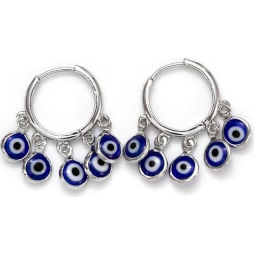 Turkish Evil Eye Earrings Good Luck Female Earring Fashionable Blue Bead Tassel Earrings Metal Elegant Earring Jewelry