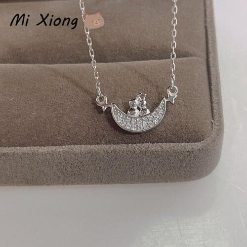 Mi Xiong Real 925 Sterling Silver Necklaces for Women Pendant with Chains Cute Rabbit Luxury Jewelry Exquisite Party Gift Charm