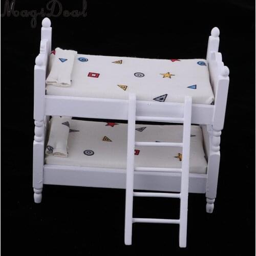 1/12 Scale Lovely Dollhouse Miniatures Kids Bedroom Furniture Bunk Bed White