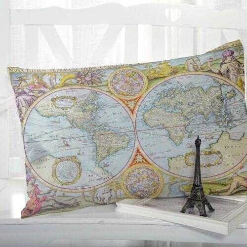 1pc Pillow cover Pillow case Luxury Bedding Pillowcase Pillowcovers decorative 50x70 Customizable size 3D Print Map Light blue