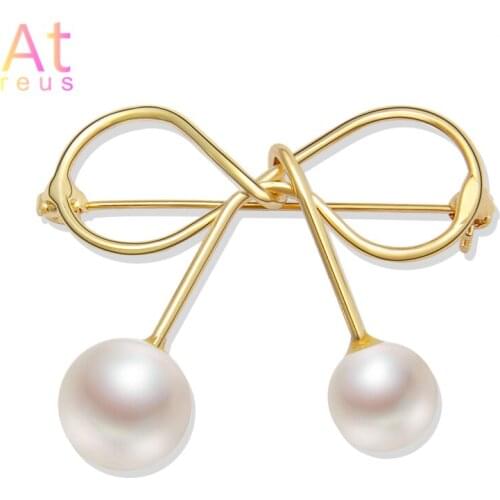 1PC Sweater Cardigan Anti Wearing Pins Simulated Pearl Bow Knot Pins Valentines Gift Scarf Cherry Brooch