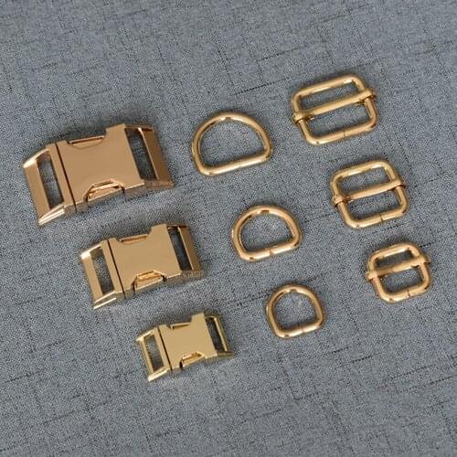 100 Sets 15mm 20mm 25mm Golden Metal Adjust Buckle D Ring Clasp A Set Wholesale Accessory DIY Dog Accessories 3S-LXK-j