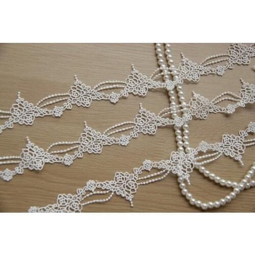 15Yards Black White Lace Trim Lace Applique Polyester Water Soluble for Clothes Home Textiles Apparel Sewing Lace Fabric