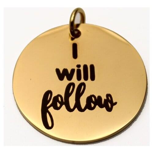 20pcs Follow Charms Stainless Steel Pendant I Will Follow Charm DIY Handmade Accessories