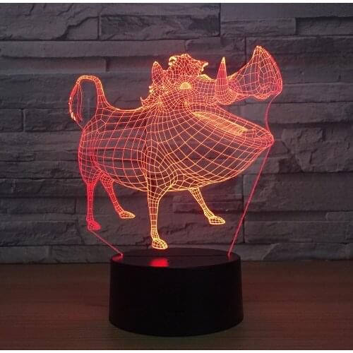 Wild Boar Pig 3D lamp LED Night Light Illusion Animal Lamp GRB USB Table Desk Lamp Home Lighting Color Changing Atmosphere lamp