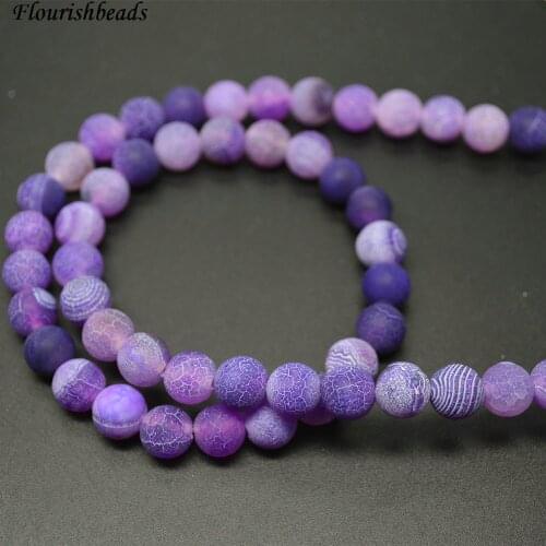 6mm 8mm 10mm Matte Purple Color Dragon Veins Agate Stone Round Loose Beads Jewelry Making Supplies