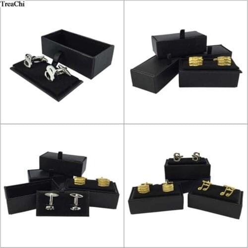 60Pcs Black Cufflinks Storage Casket Mens Cufflink Jewelry Organizer Case Cuff links Display Package Gift Box Birthday Gift Case