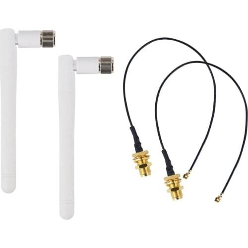 2pcs/lot 2.4GHz WIFI Antenna 2-3dbi Aerial RP SMA male Omni for Wireless Router Rubber + IPX to RP-SMA Female Pigtail Cable
