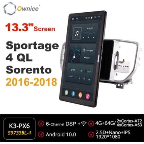 1920*1080 Ownice Android 10.0 for Kia Sportage 4 QL Sorento 2016 - 2018 Car Radio Auto Multimedia head Unit 13.3" IPS Rotatable