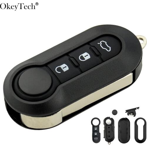Okeytech 3 Buttons Remote Car key Shell Case For Fiat 500 Panda Punto Bravo Auto Uncut Blade Normal White Button