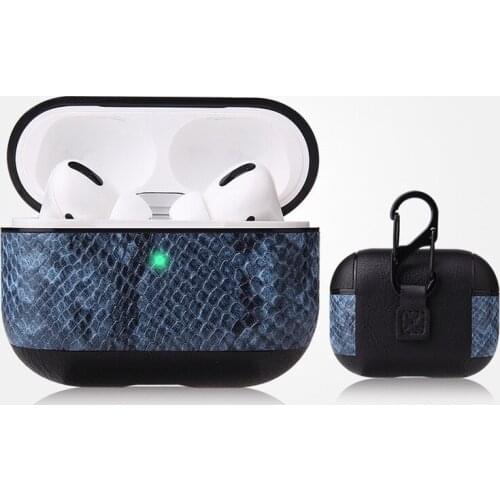 Luxury Snake Leather Case for Airpods Pro Bluetooth Wireless Earphone PU Leather Cover (For Airpods 2 Airpods Protective Case)