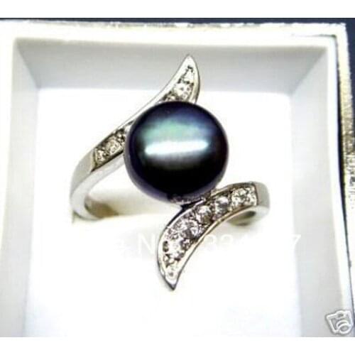 Black Akoya Cultured pearl Bead ring