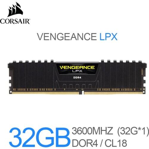 Corsair Vengeance LPX 32GB (1 X 32GB) DDR4 3600 (PC4-28800) C18 1.35V Desktop Memory - Black
