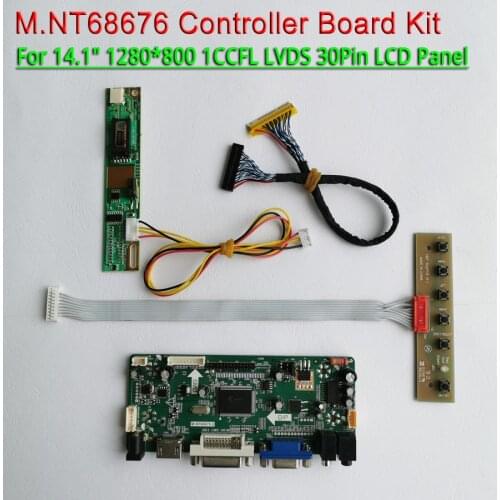 For LTN141W1 LTN141W3 Inverter+cable 1280*800 1CCFL 14.1" VGA+DVI LVDS 30-Pin M.NT68676 LCD display controller card DIY kit