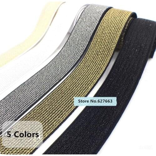 High-density woven gold silk silver flat Elastic Bands Golden silver rubber band DIY Garment Trousers Sewing Accessories