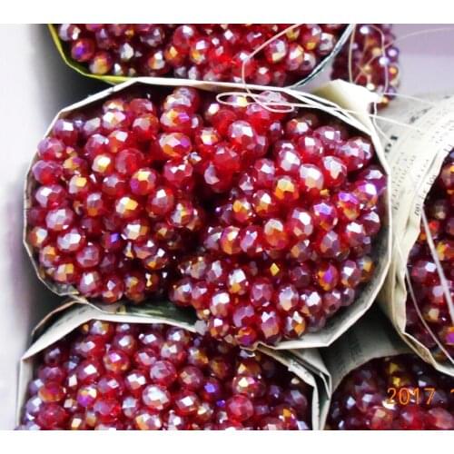 FLTMRH Red Colors 3*4mm 140pcs Rondelle Austria faceted Crystal Glass Beads Loose Spacer Round Beads for Jewelry Making