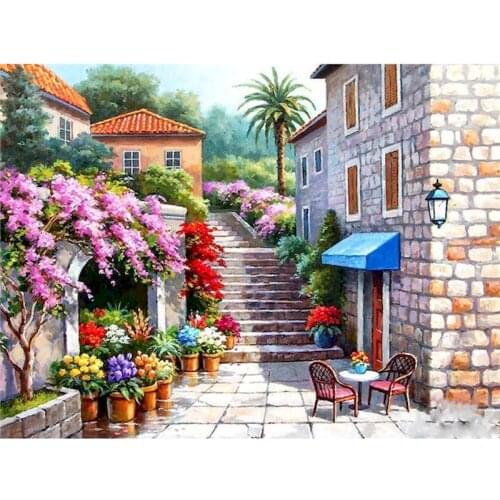 GATYZTORY 60x75cm Frameless Painting By Numbers Town Landscape pictures by numbers DIY For Home Decoration Gift