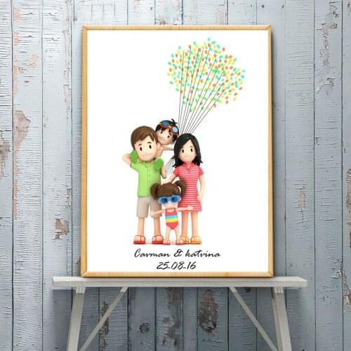 HAOCHU Personalized Customized Fingerprint Canvas Painting Guest Book Anniversary DIY Figure Family Birthday Event Party Decor