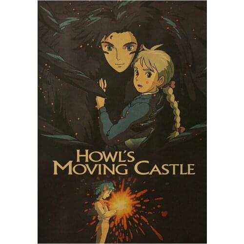 Howls Moving Castle-original Kraft paper vintage posters bars cafes Art Deco