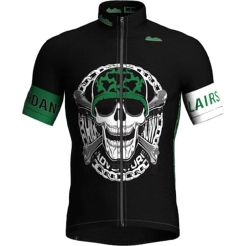 LairschDan Cycling Mens Breathable Bike Black Skull Jerseys Short Sleeves Summer Mountain Uniforme Racing Road Bicycle Tops