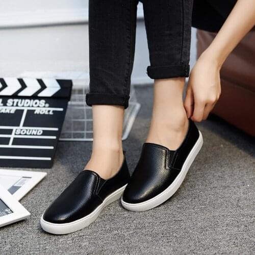 High quality loafers women shoes 2021 new leather solid color flats shoes for women simple casual shoes female zapatillas mujer