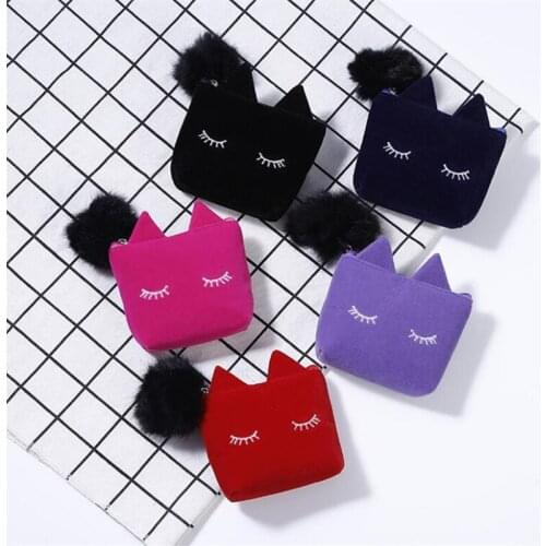 M275 Cartoon Plush Coin Purse Lovely Cat Wool Ball Zero Wallet Card Bag Girl Women Student Gift Wholesale