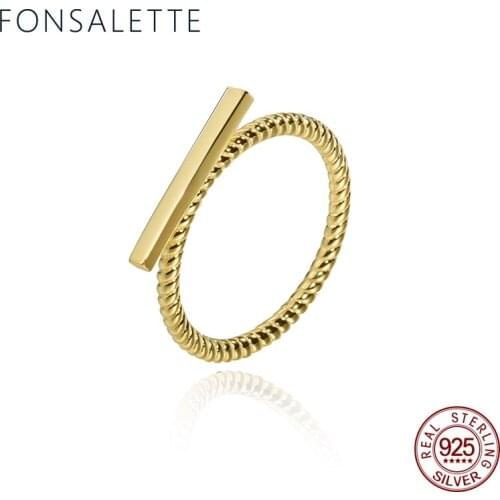 Minimalism Bar Ring 925 Silver Simple Stick Bar Rings Geometric Sqaure Stripe Ring for Woman Jewelry Christmas Gift zk40