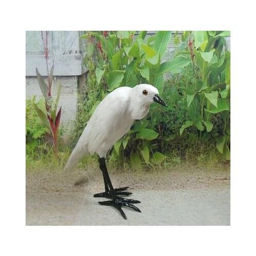 Simulation cute white egret 30x28cm model polyethylene&furs bird model home decoration props ,model gift d670