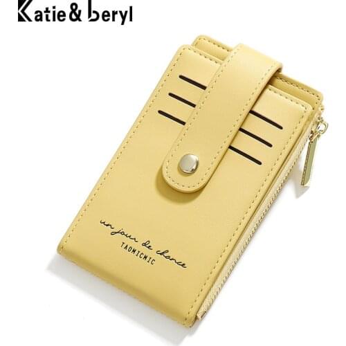 Fashion Solid Color Women Short Wallet PU Leather Multi-slots Mini Clutch Money Bags Small Card Holder Ladies Coin Purse Female