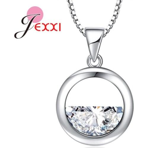 New Design 925 Sterling Silver White Geometric Zircon Necklace for Girls Youth Female Gift Spring Pool Pendant Daily Jewelry
