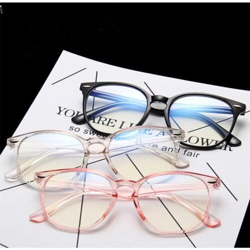 VWKTUUN Anti Blue Light Women Round Eyeglasses Frame Mens Optical Glasses Frame Retro Rivet Frame Transparent Color Glasses