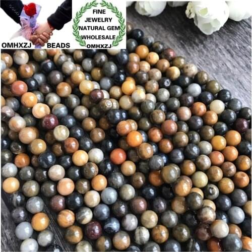 OMHXZJ Wholesale ZB29 8 10 12mm DIY Bracelet Necklace Jewelry Making Accessories Natural Stone Fine Petrified Wood Round Beads