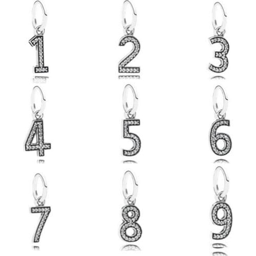 PDB DZ 30 RLLEN 1:1 Digital Pendant Arabic Number Pendant Letters and Silver Bracelet Number Beads