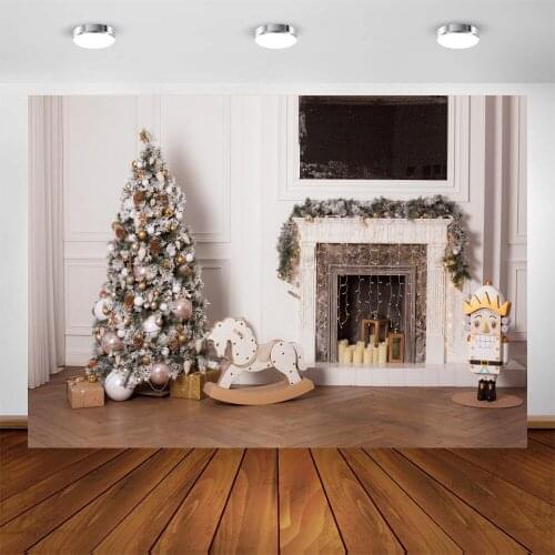 Yeele Christmas Backdrop Kids Photography Interior Fireplace Wooden Floor Background Baby Photographic Photo Studio Photophone