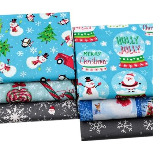 Blue Grey Series Cotton Christmas Fabric For Home Decoration Patchwork Quilting DIY Pillowcase Sewing Handwork Christmas Cloth