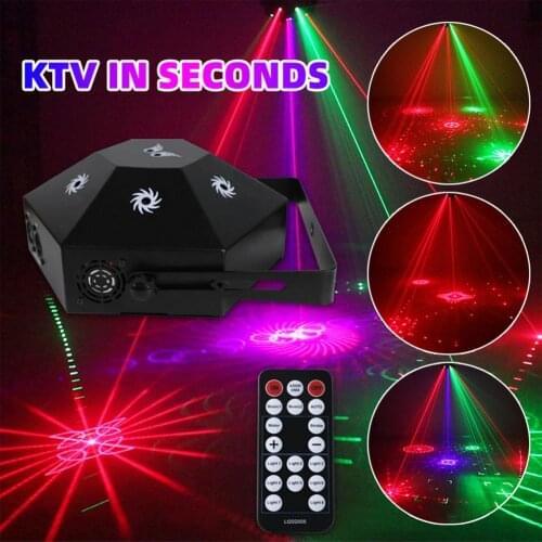 8-eye RGB Disco Led Strobe Light DMX Sound Control Laser Projector Mini Dj Stage Lamp Halloween Christmas KTV Home Party Decor