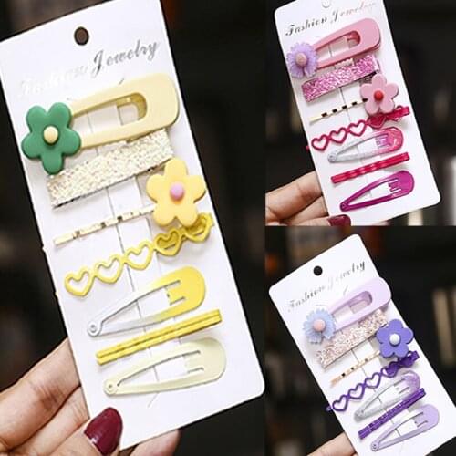 Baby Girl Headwear Small Flower Hair Clip Sweet Cute Candy Color Girl Hairpin Mori Girl Line Bang Clip Set