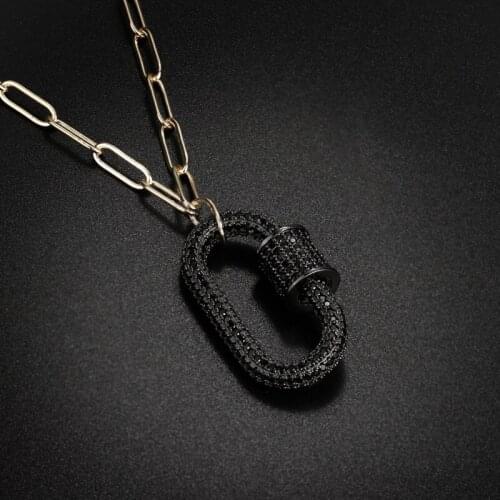 Newranos Clasp Carabiner Lock Necklace Oval Connector Clasp Micro CZ Necklace for Fashion Jewelry Clasp Accessories NYL0031124