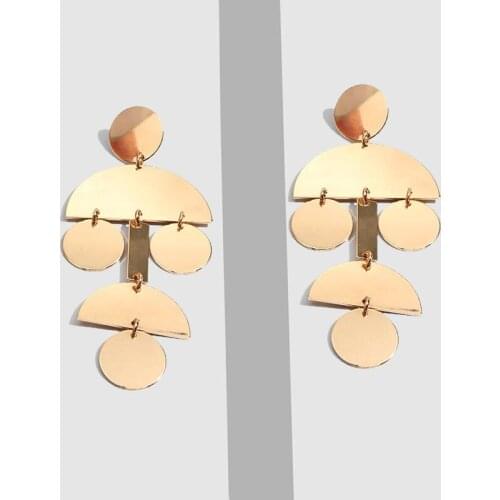 JUST FEEL Fashion New Round Long Dangle Earrings for Women Statement Bohemian Punk Gold color Pendant Drop Earring Jewelry 2019