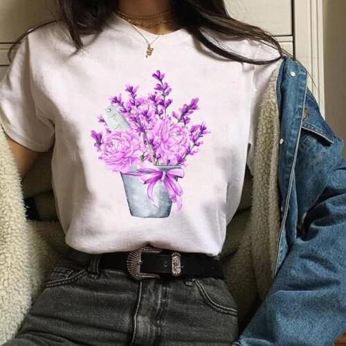 Women Tees Print Graphic Plant 90s Aesthetic Trend Floral Flower Clothes Lady Tops Clothing Female T Shirt Womens T-Shirt