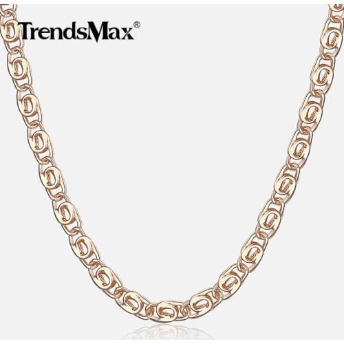 Womens 585 Rose Gold Necklace Thin Snail Link Paperclip Chain Necklaces For Women Elegant Fashion Jewelry Girl Gifts 2.5mm CN15