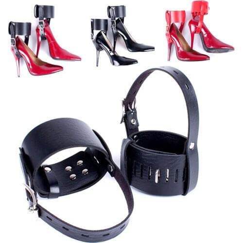 1 Pair High Heels Locking Belt Bdsm Ankle Cuffs High-Heeled Shoes Restraints Kit for Couples Positioning Bandage Adult Products